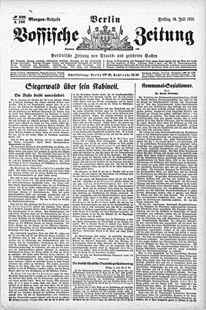 Vossische Zeitung vom 15.07.1921