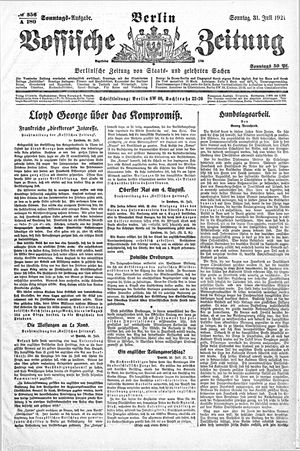 Vossische Zeitung vom 31.07.1921