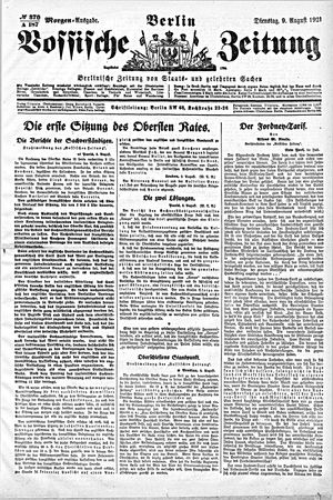 Vossische Zeitung vom 09.08.1921