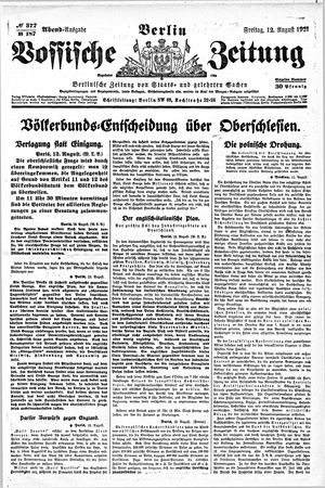 Vossische Zeitung vom 12.08.1921