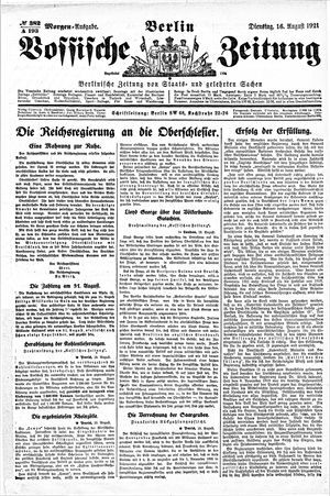 Vossische Zeitung vom 16.08.1921
