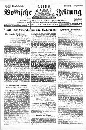 Vossische Zeitung vom 17.08.1921
