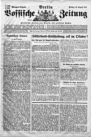 Vossische Zeitung vom 19.08.1921