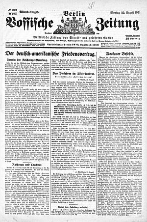 Vossische Zeitung on Aug 22, 1921