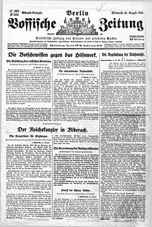 Vossische Zeitung vom 31.08.1921