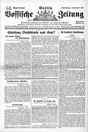 Vossische Zeitung vom 01.09.1921