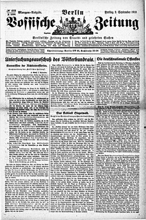 Vossische Zeitung on Sep 2, 1921