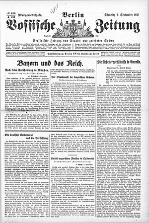 Vossische Zeitung vom 06.09.1921