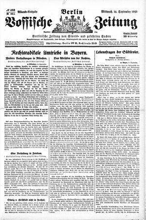 Vossische Zeitung vom 14.09.1921