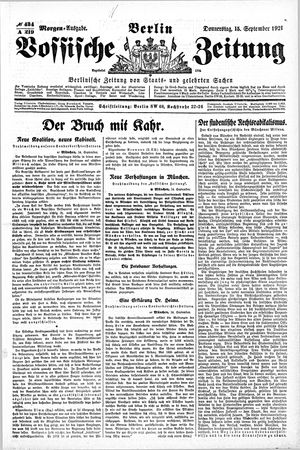 Vossische Zeitung vom 15.09.1921