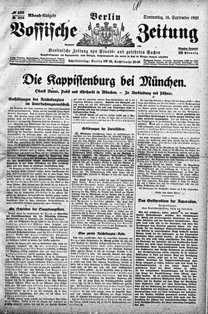 Vossische Zeitung vom 15.09.1921