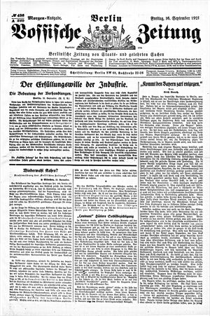 Vossische Zeitung vom 16.09.1921