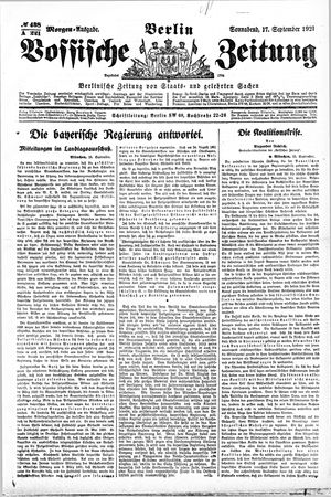 Vossische Zeitung vom 17.09.1921