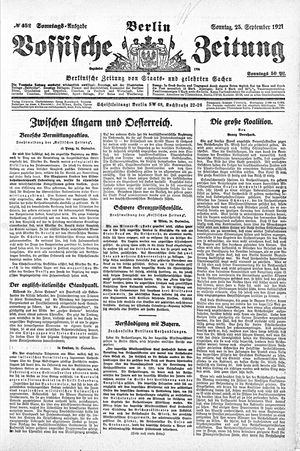 Vossische Zeitung vom 25.09.1921
