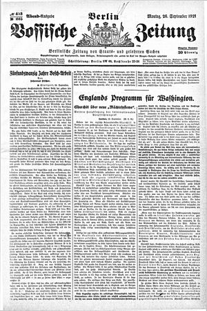 Vossische Zeitung on Sep 26, 1921