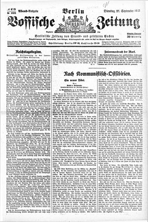 Vossische Zeitung vom 27.09.1921