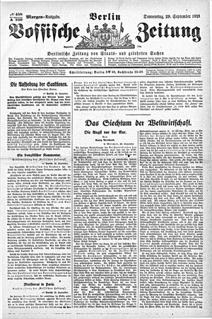 Vossische Zeitung vom 29.09.1921