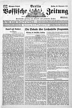 Vossische Zeitung vom 30.09.1921