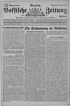 Vossische Zeitung vom 01.10.1921