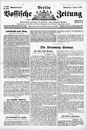 Vossische Zeitung vom 05.10.1921