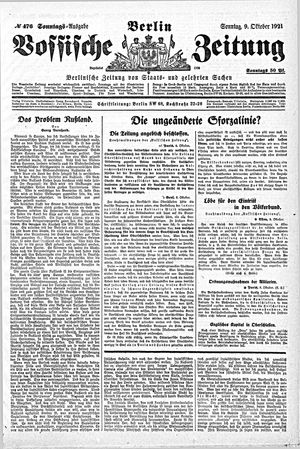 Vossische Zeitung vom 09.10.1921