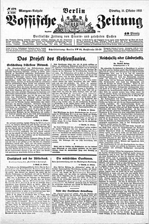 Vossische Zeitung vom 11.10.1921
