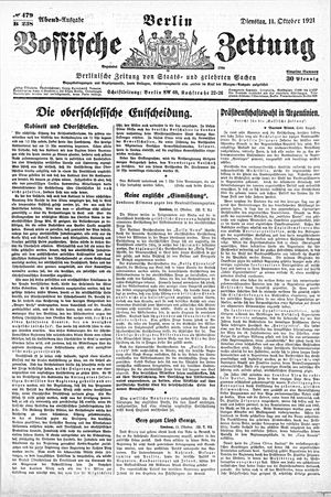 Vossische Zeitung vom 11.10.1921