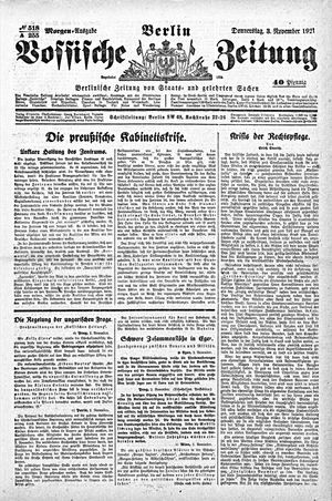 Vossische Zeitung vom 03.11.1921