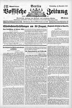 Vossische Zeitung vom 10.11.1921