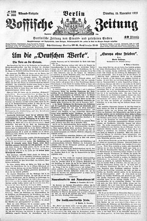 Vossische Zeitung vom 15.11.1921