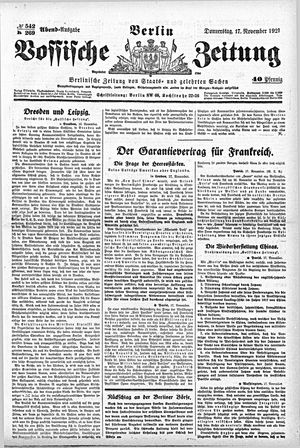 Vossische Zeitung vom 17.11.1921