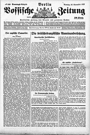Vossische Zeitung vom 27.11.1921