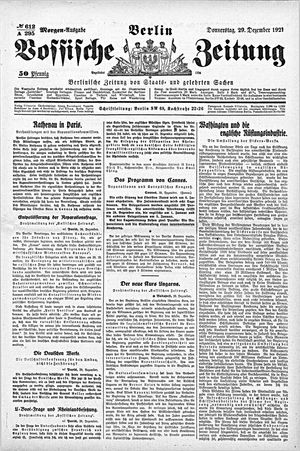 Vossische Zeitung vom 29.12.1921