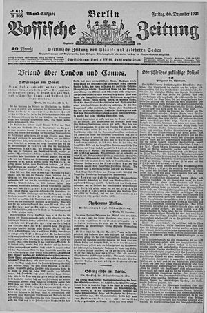 Vossische Zeitung on Dec 30, 1921