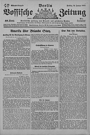 Vossische Zeitung vom 13.01.1922