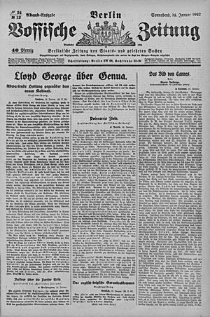Vossische Zeitung vom 14.01.1922
