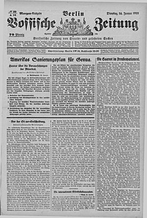 Vossische Zeitung on Jan 24, 1922