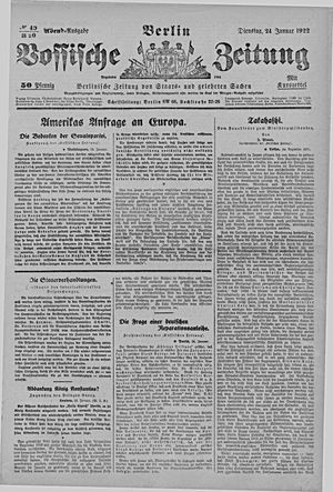 Vossische Zeitung on Jan 24, 1922
