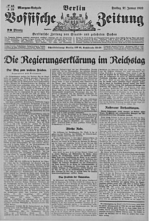 Vossische Zeitung on Jan 27, 1922