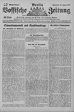 Vossische Zeitung vom 28.01.1922