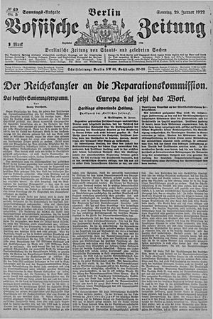 Vossische Zeitung vom 29.01.1922