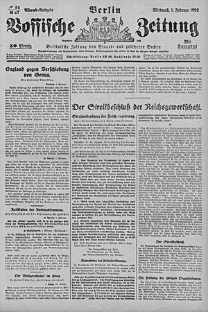 Vossische Zeitung vom 01.02.1922