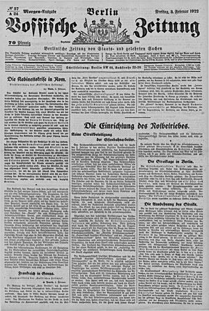 Vossische Zeitung on Feb 3, 1922