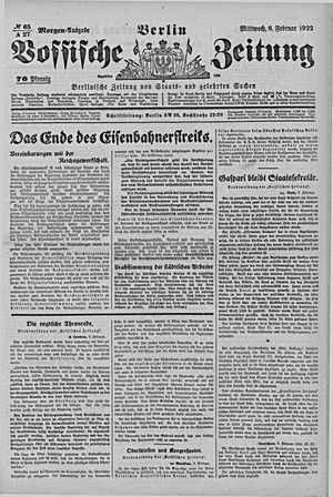 Vossische Zeitung vom 08.02.1922