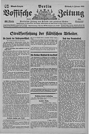 Vossische Zeitung vom 08.02.1922