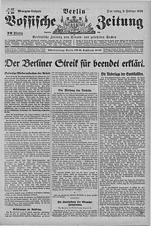 Vossische Zeitung vom 09.02.1922