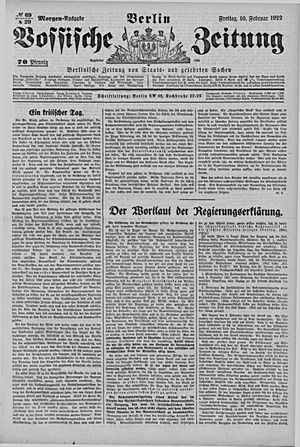 Vossische Zeitung on Feb 10, 1922