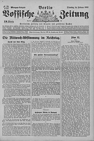 Vossische Zeitung vom 14.02.1922