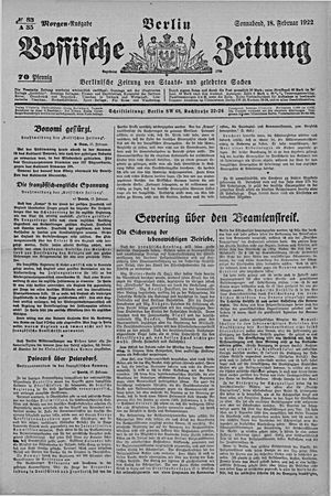 Vossische Zeitung on Feb 18, 1922