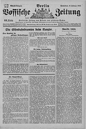 Vossische Zeitung on Feb 18, 1922